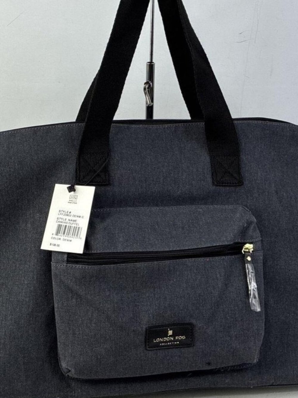 NWT London Fog Canvas Denim Duffel